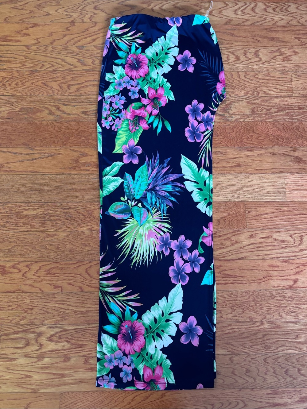 Tropical Floral Maxi Skirt - Navy with Pink & Green